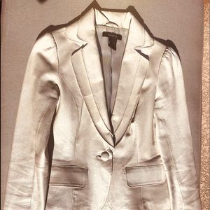 Leather  Blazer In greyish White.